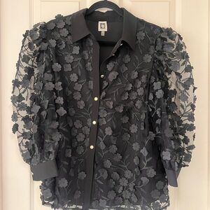 Floral Sheer Black Blouse